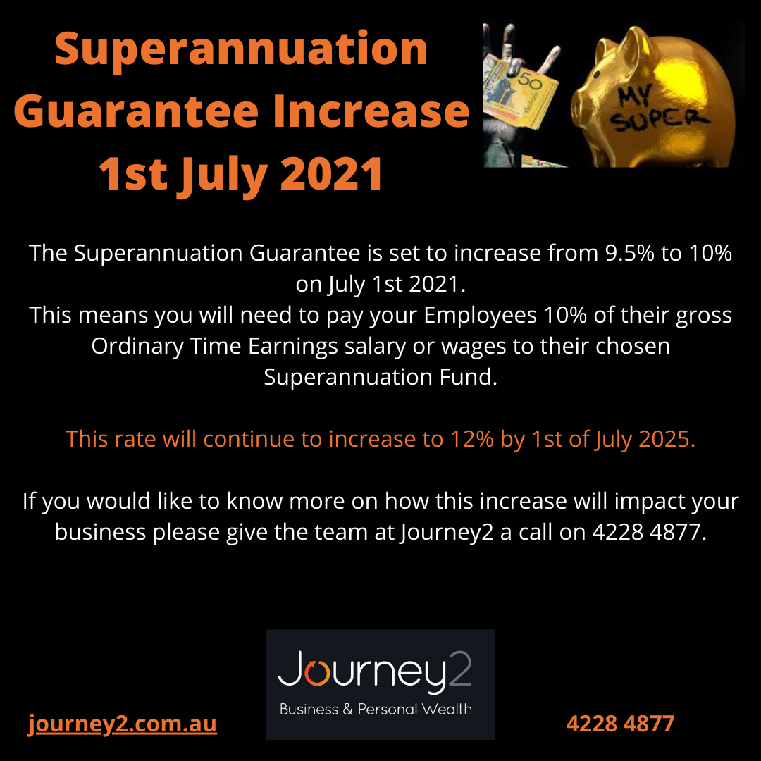 Superannuation Guarantee Increase on 1st July 2021