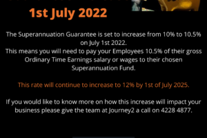 Superannuation Guarantee Increase 1st July 2022