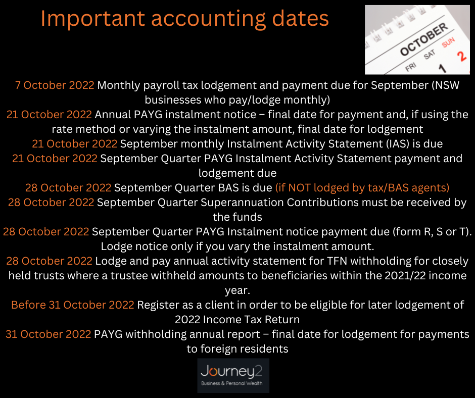 October Important Dates Journey2
